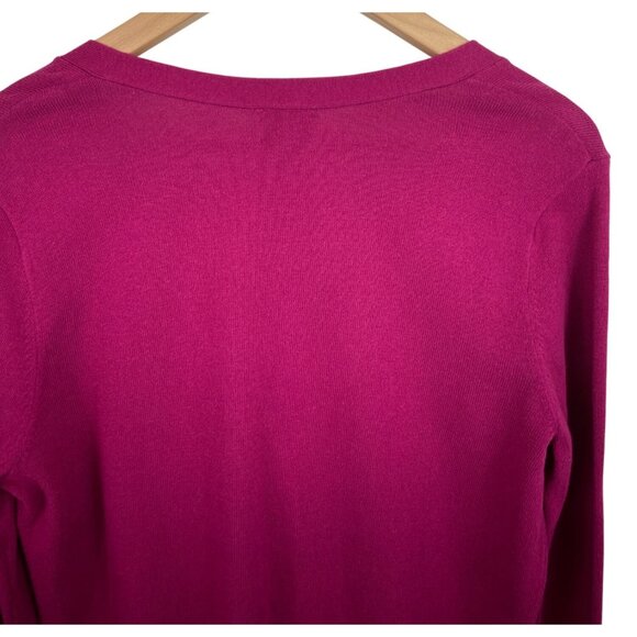 Worthington Magenta Cardigan Sweater Button Cuff Detail Womens Size Medium - Picture 6 of 8